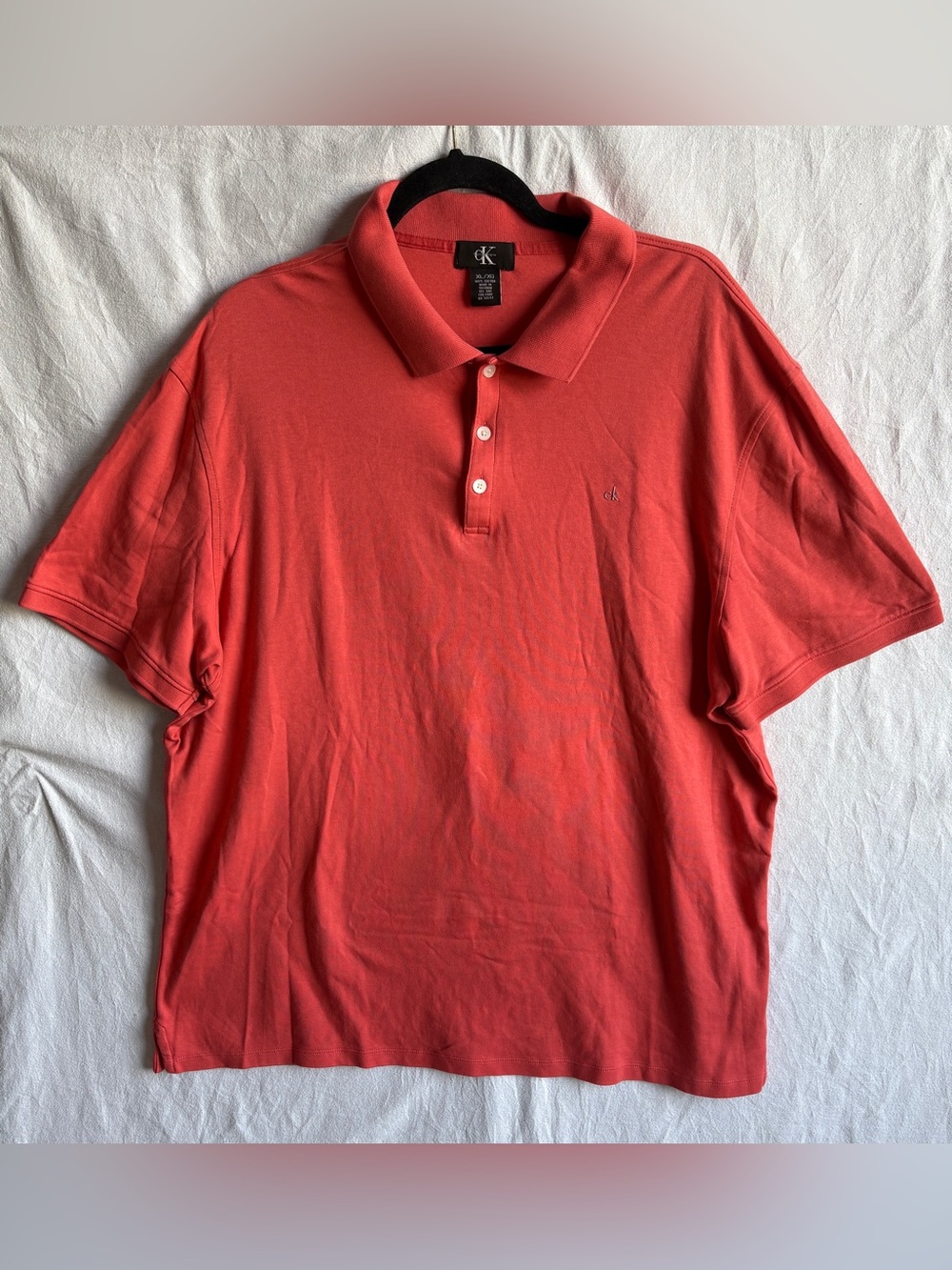 Calvin Klein Men's Polo Salmon Pink Shirt short Sleeve SZ XL  100% cotton